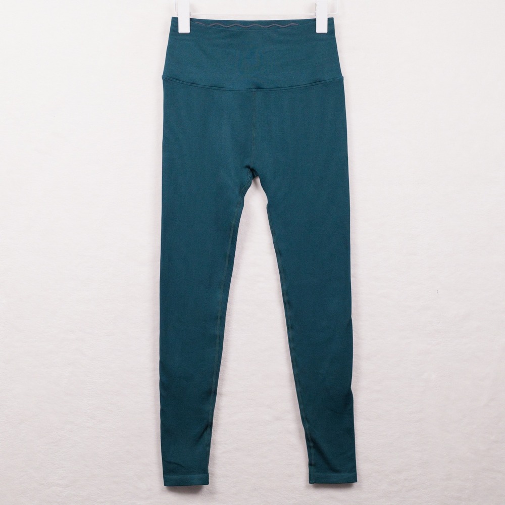 SPIRITUAL GANGSTER Ribbed High Waist Yoga Leggings Teal Spruce‎ Sz M/L